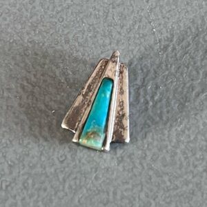 Vintage Navajo Sterling Silver Turquoise Inlay Pendant Southwestern